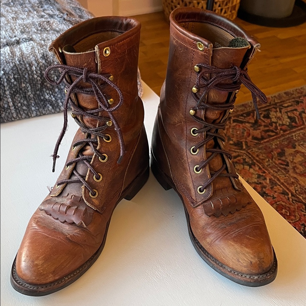 Chippewa Dark Brown Leather Lace-Up Boots